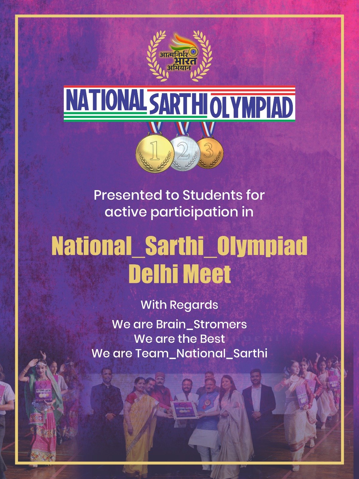 Dignitaries felicitating National Sarthi at an award ceremony