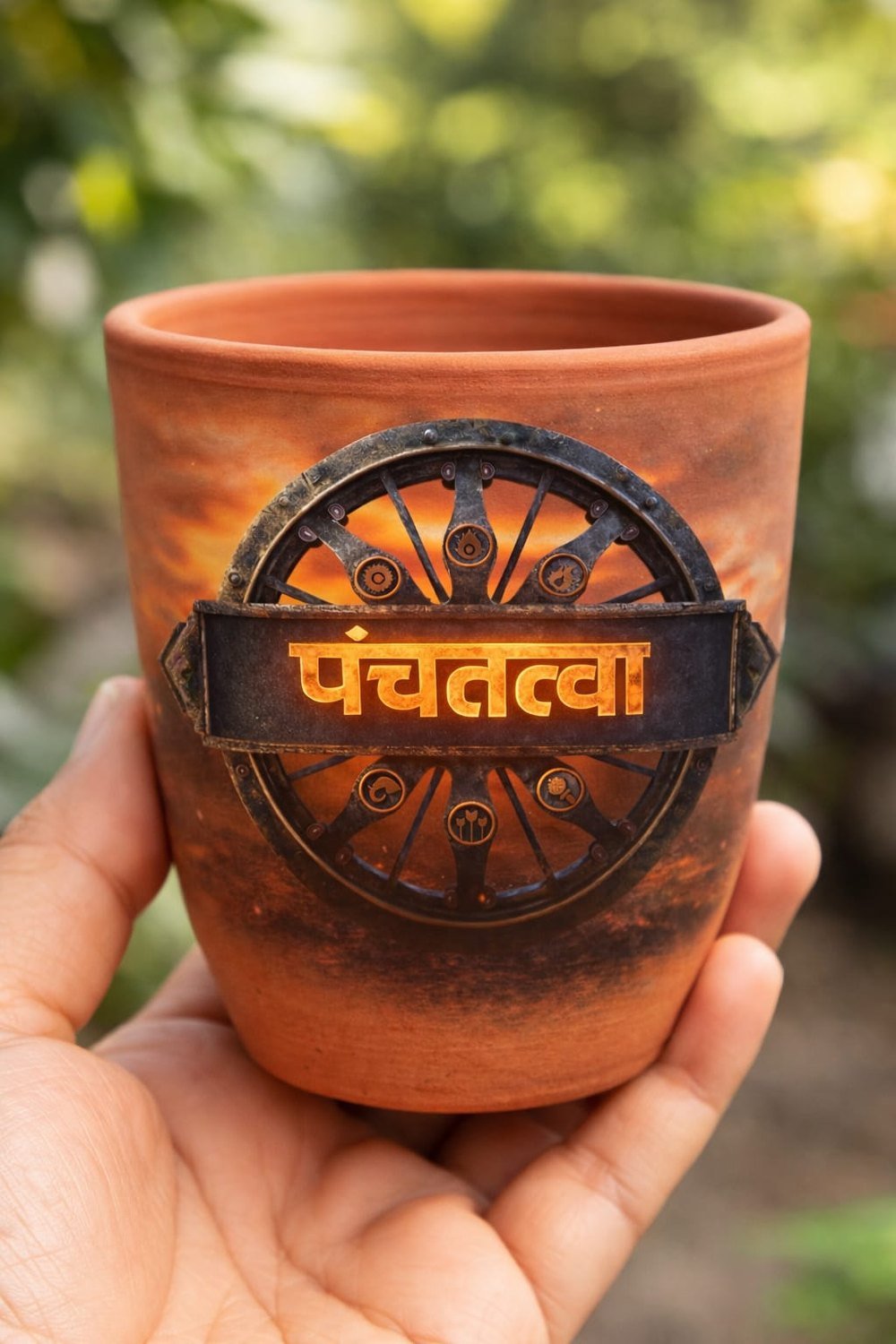 पंचतत्व मिट्टी के कुल्हड़ पर हस्तनिर्मित पारंपरिक कारीगरी